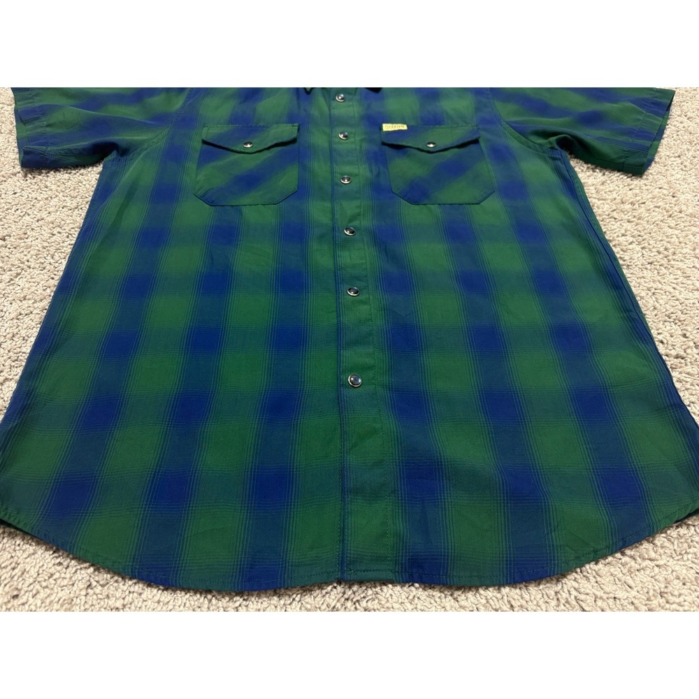 DIXXON Flannel Co. Tahoe Bamboo Blend Short Sleeve Pearl Snap Shirt Green Mens M - Picture 6 of 15